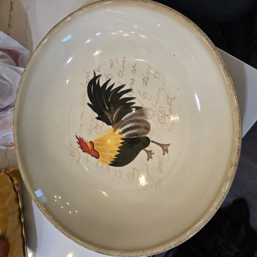 Williams Sonoma Red and Yellow Rooster Bowl